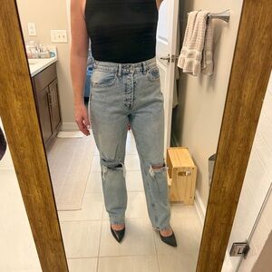 H&M Divided Distressed Straight Leg Jeans